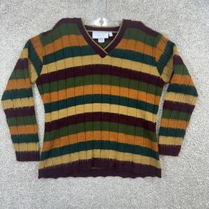 United States Sweaters Striped V-Neck Men L Multicolor Vintage 90s Grunge Ribbed